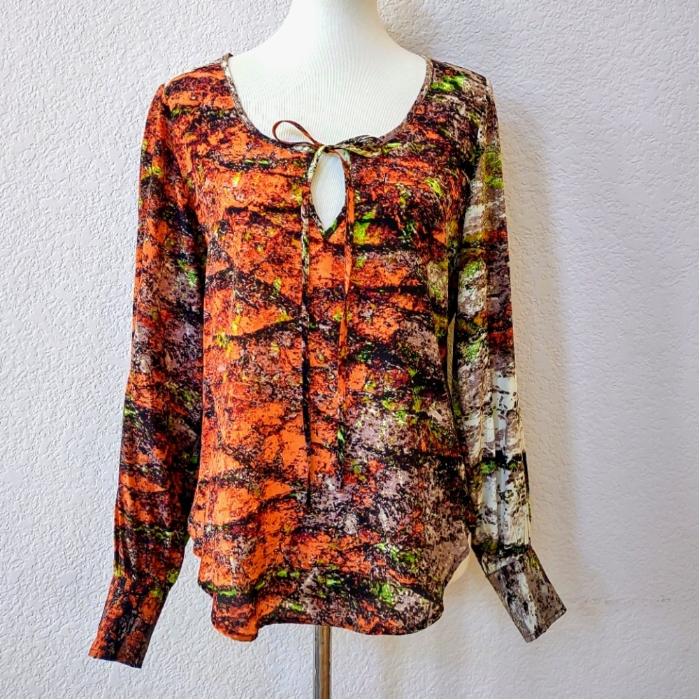 Fifteen-Twenty 100% silk earthy pattern blouse